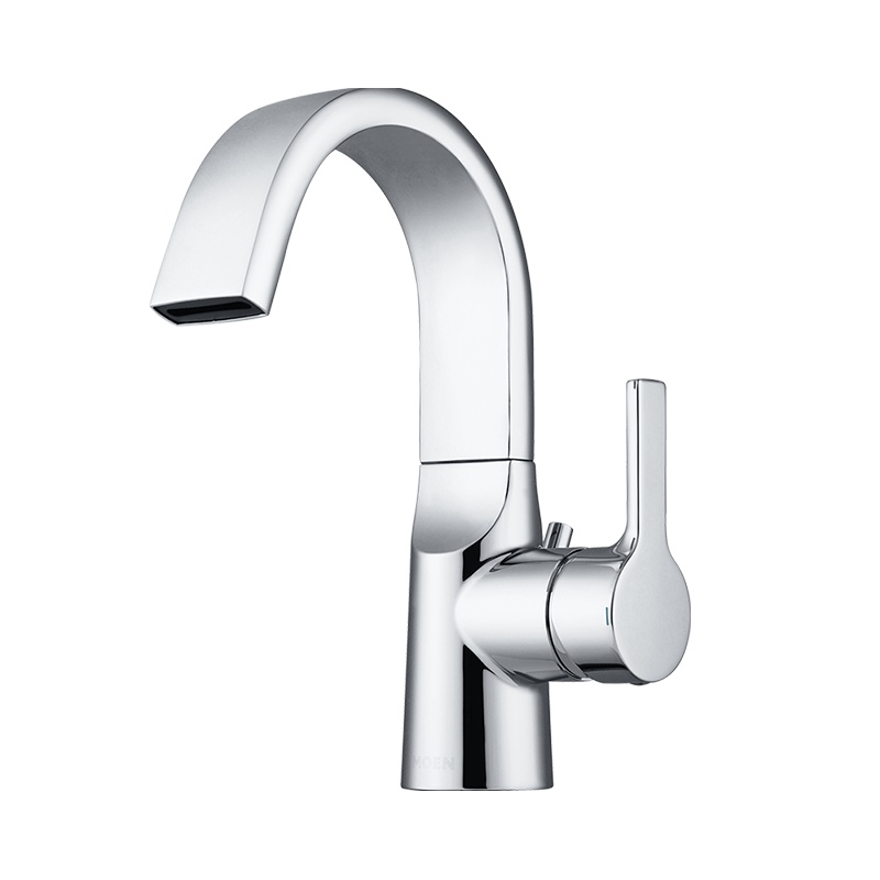 摩恩 卫生间台盆高抛单孔单把单孔面盆冷热水龙头瀑布出水 63121