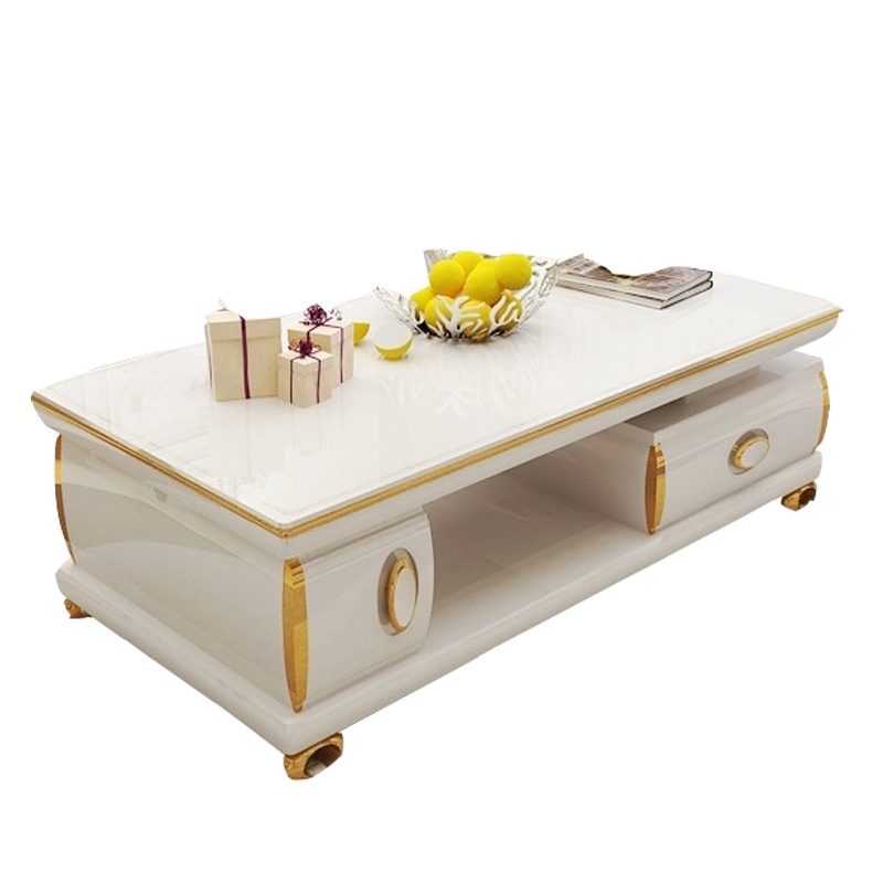 大理石电视柜茶几组合简约阿斯卡利欧式米白色小户型客厅家具伸缩电视机柜