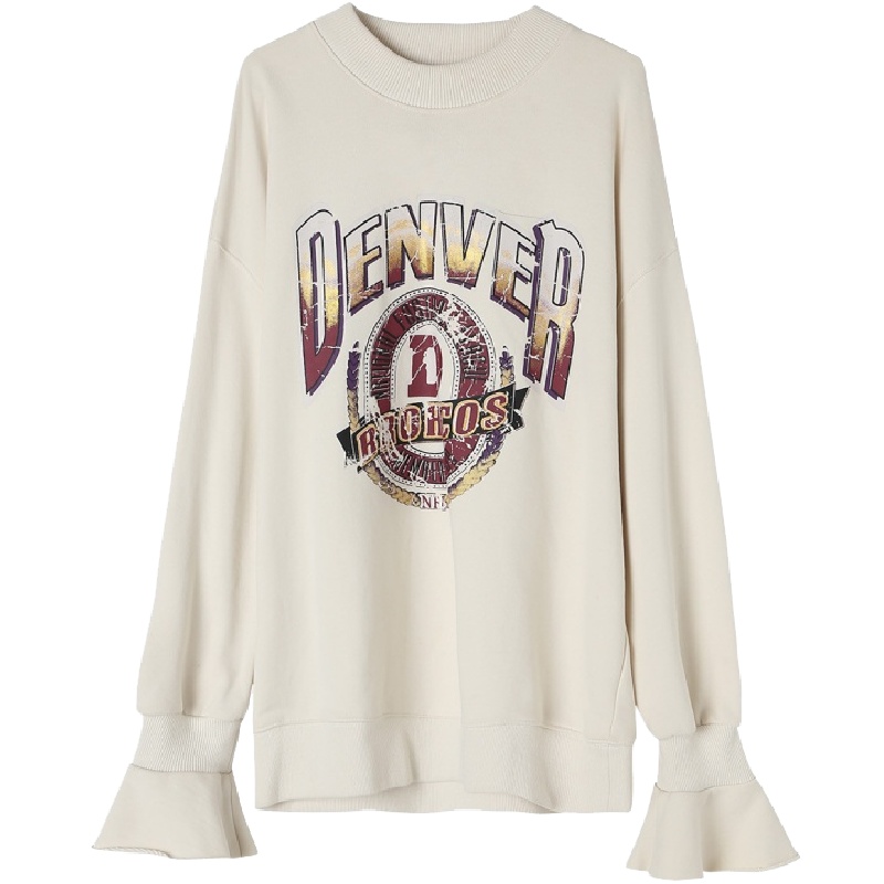 拉夏贝尔休闲韩版上衣秋季针织衫宽松女新款薄款秋季长袖小衫套头卫衣60007454