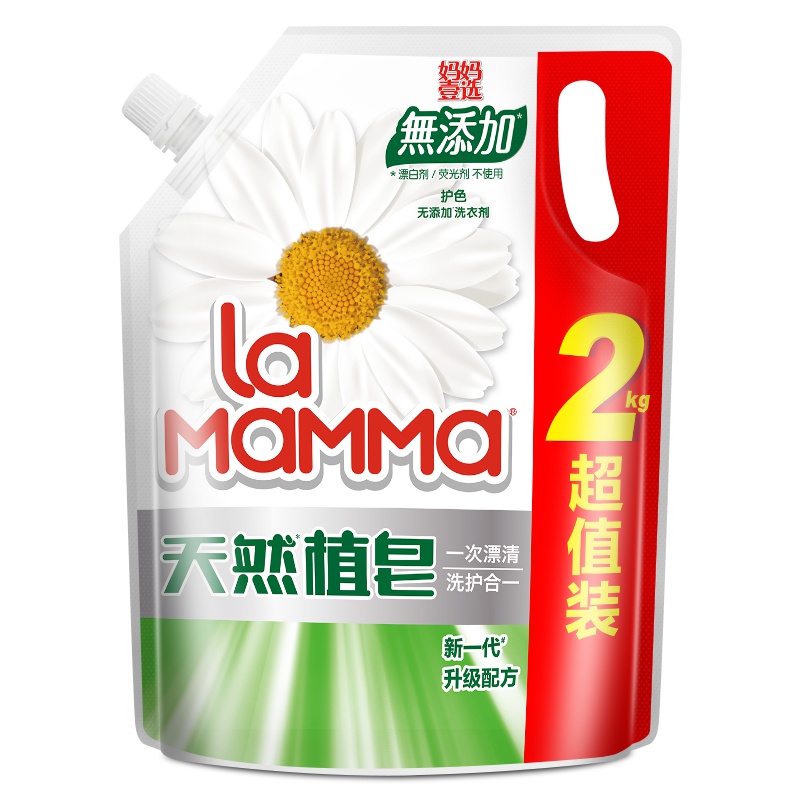 妈妈壹选无添加天然植皂护色洗衣液皂液机洗袋装2kg 威露士出品
