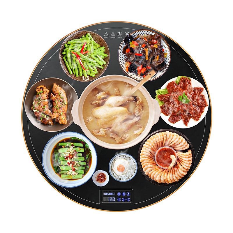 Keyeon/凯易欧60手动旋转圆形饭菜保温板家用暖菜宝热菜板加热器热菜神器智能暖菜板圆形