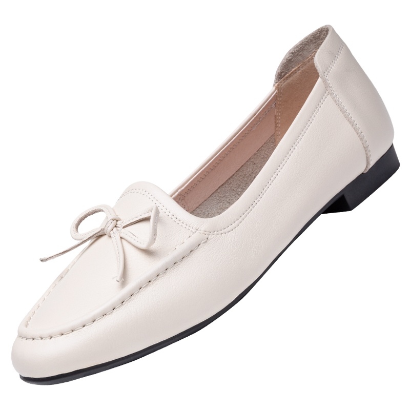 奥康女鞋春秋季低帮浅口单鞋软底舒适平底豆豆鞋女