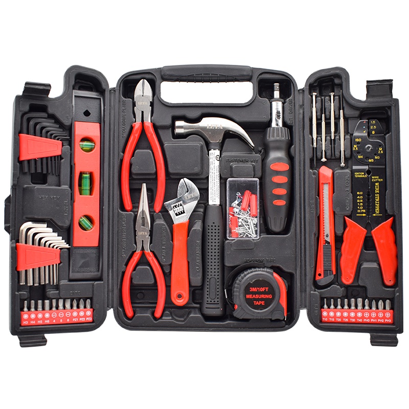 [苏宁自营]勒塔(LETA)129件套工具箱 高品质家用水平尺钳子锤子内六角螺丝刀套装物业电工维修组套LT-CS624