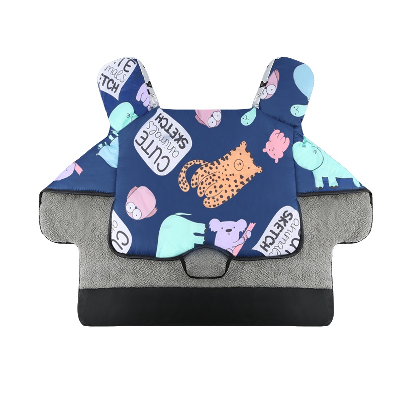 电动车挡风被冬季加绒加厚防水加大加宽电瓶车电车摩托车款防风罩 加厚-连体加绒内里-动物运动会