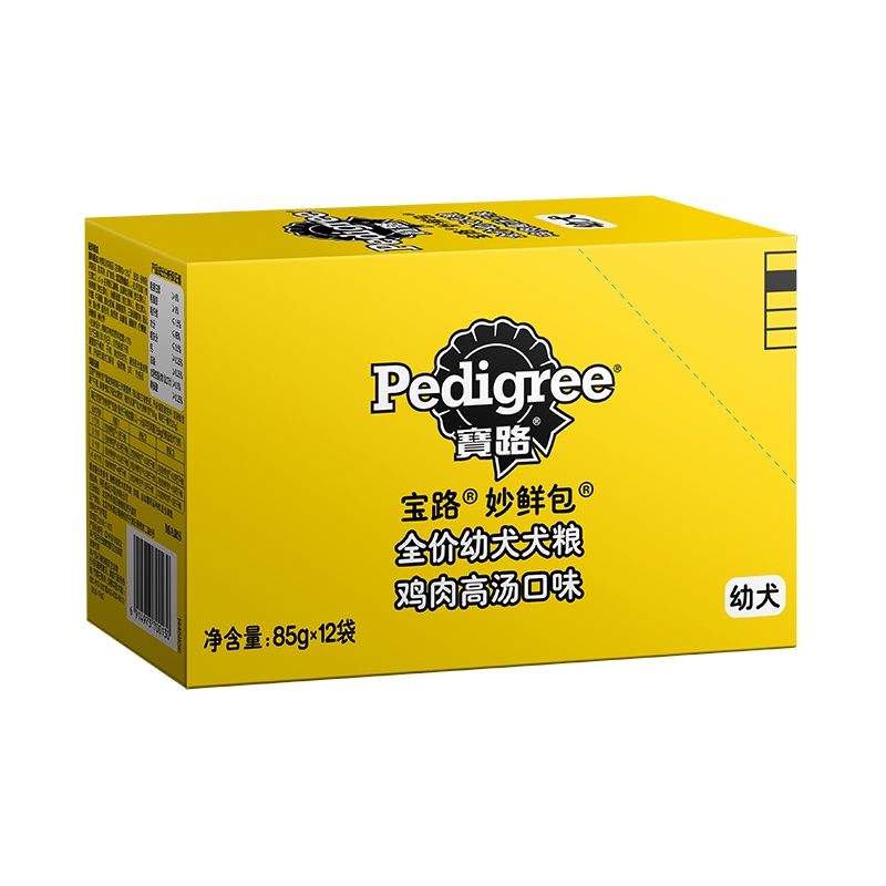 宝路妙鲜包全价幼犬犬粮 鸡肉高汤口味 85g*12包