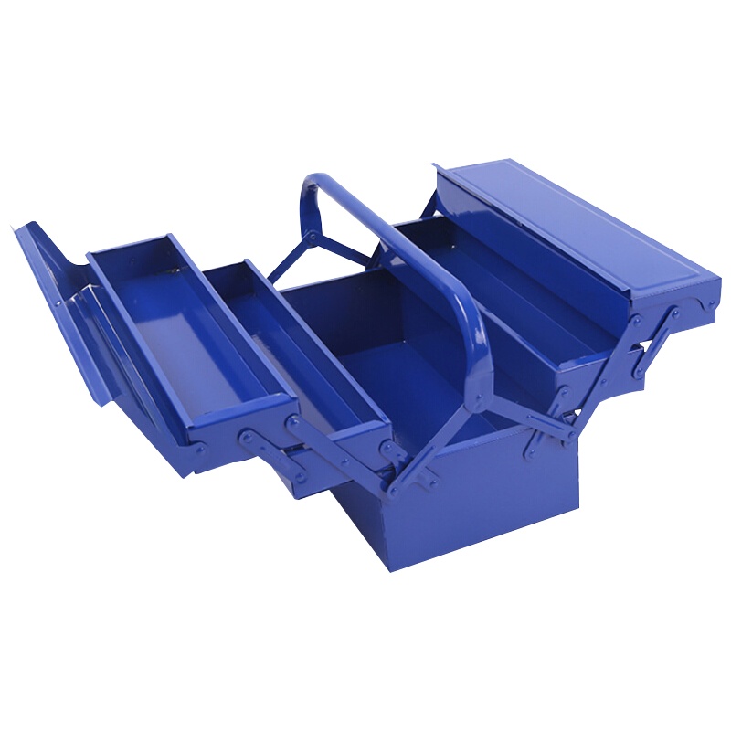 海斯迪克 HKW-30 新款加厚铁皮双层工具箱 大号铁三层400*200*200 多功能手提折叠电工维修工具箱