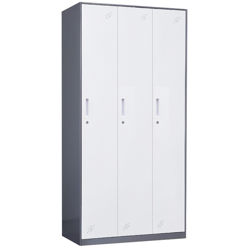 震海灰套白三门更衣柜储物柜鞋柜员工存包柜钢制办公柜类更衣柜衣柜 家用三门衣柜