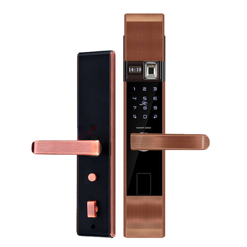 沃贝斯特(OBest)指纹锁W-801(半导体古红铜)自动升降滑盖智能门锁指纹密码电子锁防盗门锁家用磁卡锁刷卡