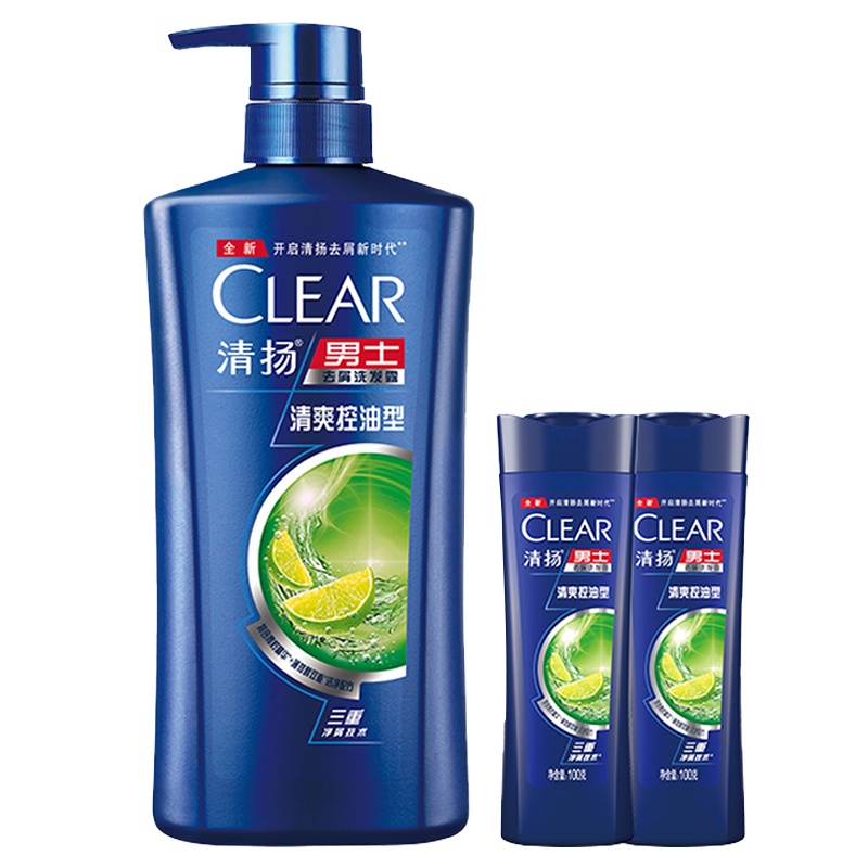 清扬男士去屑 洗发露洗发水清爽控油型去屑蓝瓶 (500+100X2)g