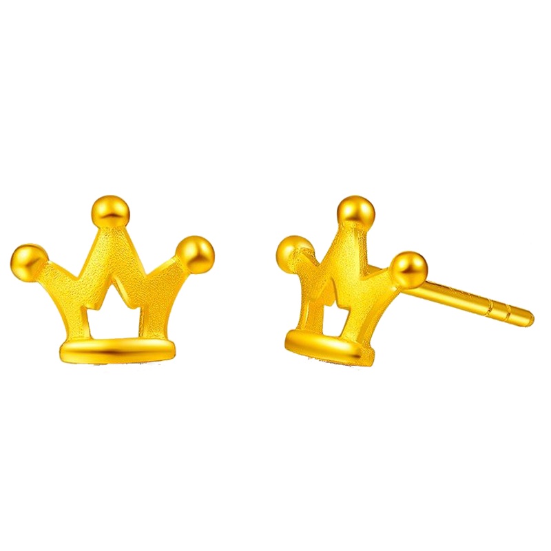 兆亮ZHAO LIANG 黄金耳钉女士款 足金999皇冠耳钉 黄金耳饰黄金皇冠耳环金耳环 定价送恋人