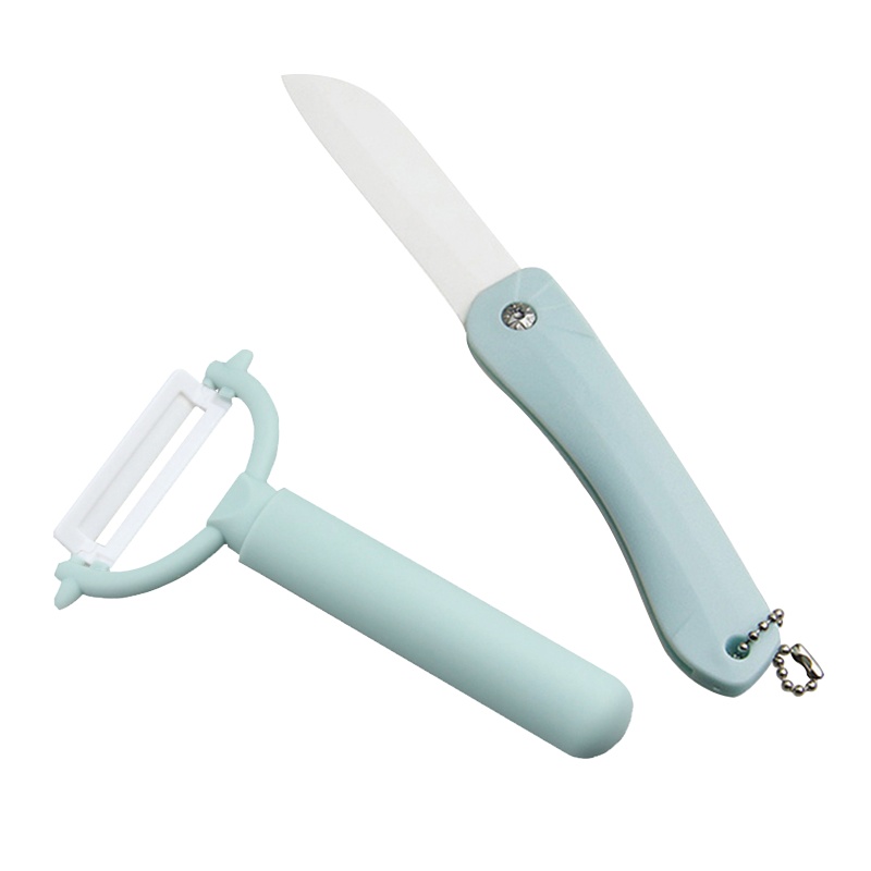 [颜色随机]欧圣美 陶瓷水果刀削皮刀 水果刀刨组合装2件套