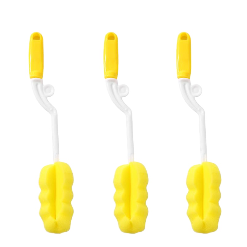 【品牌优选】杯刷 无死角洗杯子神器长柄硬毛 刷去茶渍清洁刷海绵替换头奶瓶刷车之惠(CHEZ 3个旋转海绵刷（送3个挂钩）