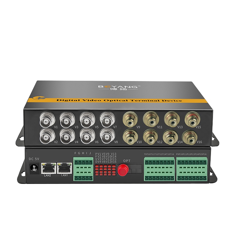 博扬 音视频光端机 4路双向视频+4路双向音频光端机 音频莲花口 视频BNC口 单纤20kmBY-4Vv4Aa-20KM