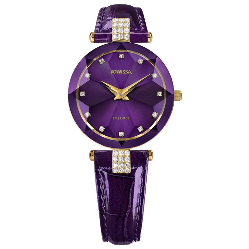 左薇莎(Jowissa)瑞士原装进口手表极光系列女士镶钻轻奢时尚品牌防水石英皮带腕表 J5.616.M