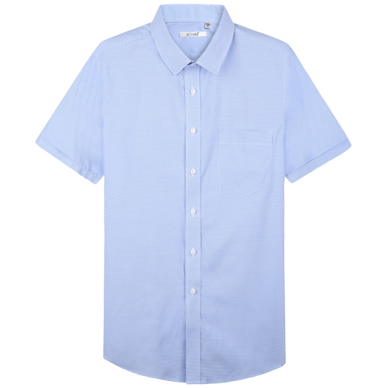 HODO红豆男装男士短袖衬衫 夏季新品商务休闲修身暗扣领格纹短袖衬衫