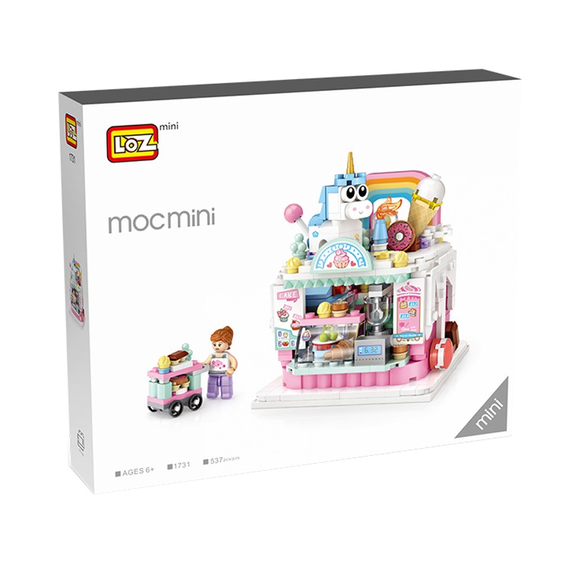 LOZ/俐智小颗粒积木拼装成年玩具益智商业街女孩1731蛋糕店537颗粒