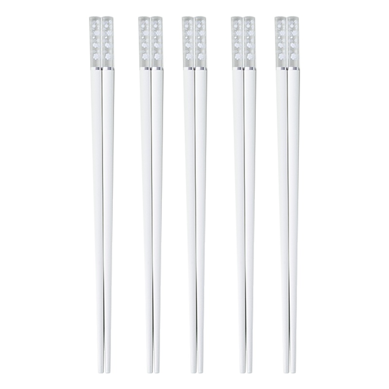 双枪雪花筷雪白合金高颜值轻奢风日式网红透明创意个性家用防滑合金筷DK40510