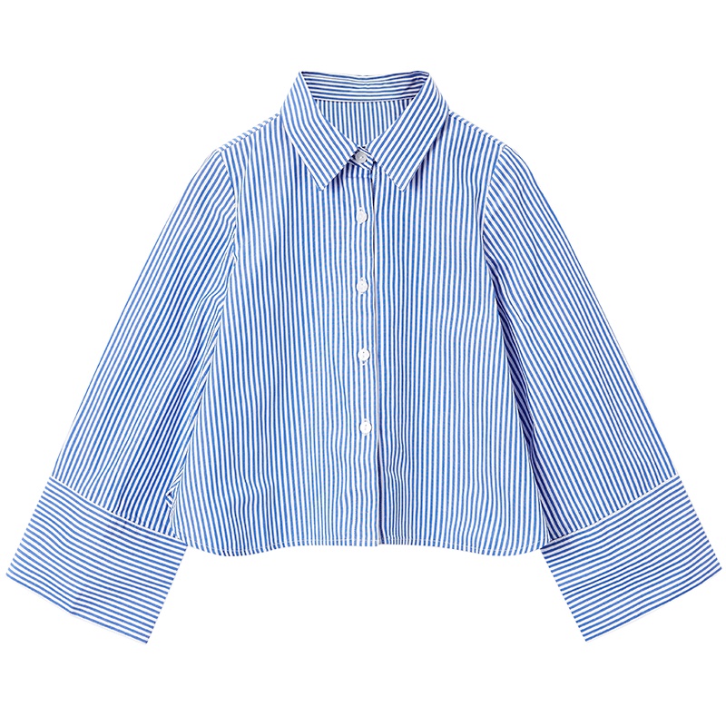 minipeace太平鸟童装女童衬衫长袖条纹儿童娃娃衫韩版春秋装新款