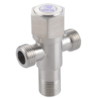 永瓷洁具63225 钢拉丝三角阀 双出水角阀，一进二出水单冷