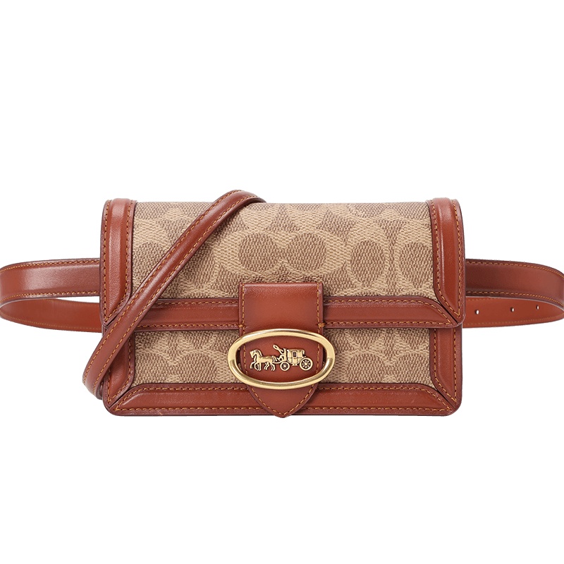 COACH 蔻驰 女包 RILEY胸包 腰包 斜挎包 老花拼皮金扣76594