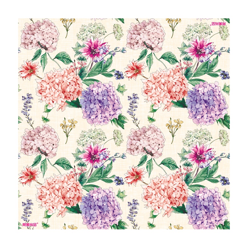 莞美尚品花开富贵绣球彩色餐巾纸原生木浆纸巾三层加厚便携装12包