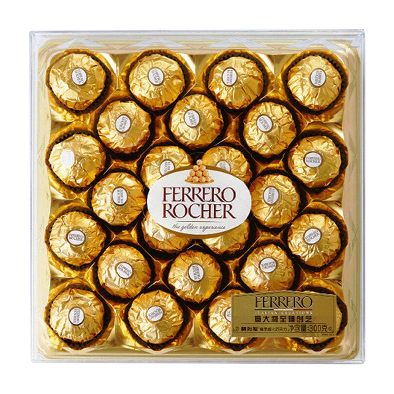 费列罗(Ferrero Rocher)榛果威化糖果巧克力 婚庆喜糖零食 情人节表白礼物 24粒礼盒装300g