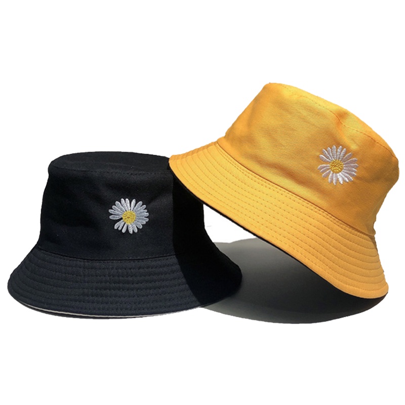 小雏菊盆帽日系可爱夏季防晒遮阳帽学生渔夫帽少女男女通用雏菊帽子