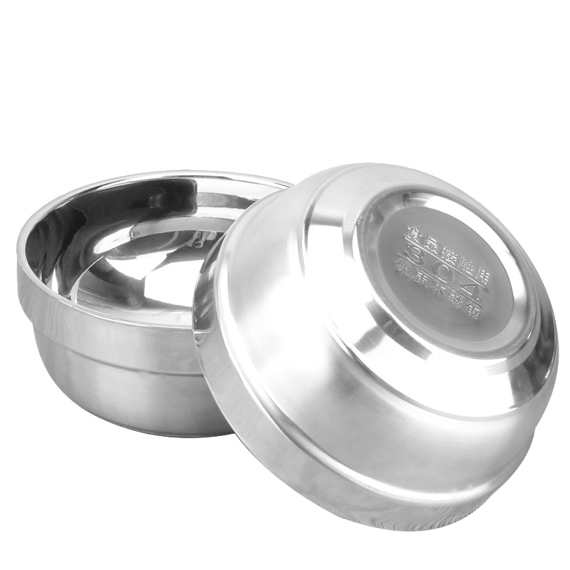 规格[16CM不锈钢双层碗 10个装]酒店食堂餐具 饭菜汤面碗 304不锈钢 隔热保温不烫手