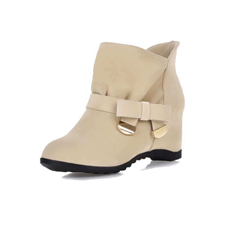 金狒狒时尚短靴平底坡跟蝴蝶结甜美女靴秋冬新品