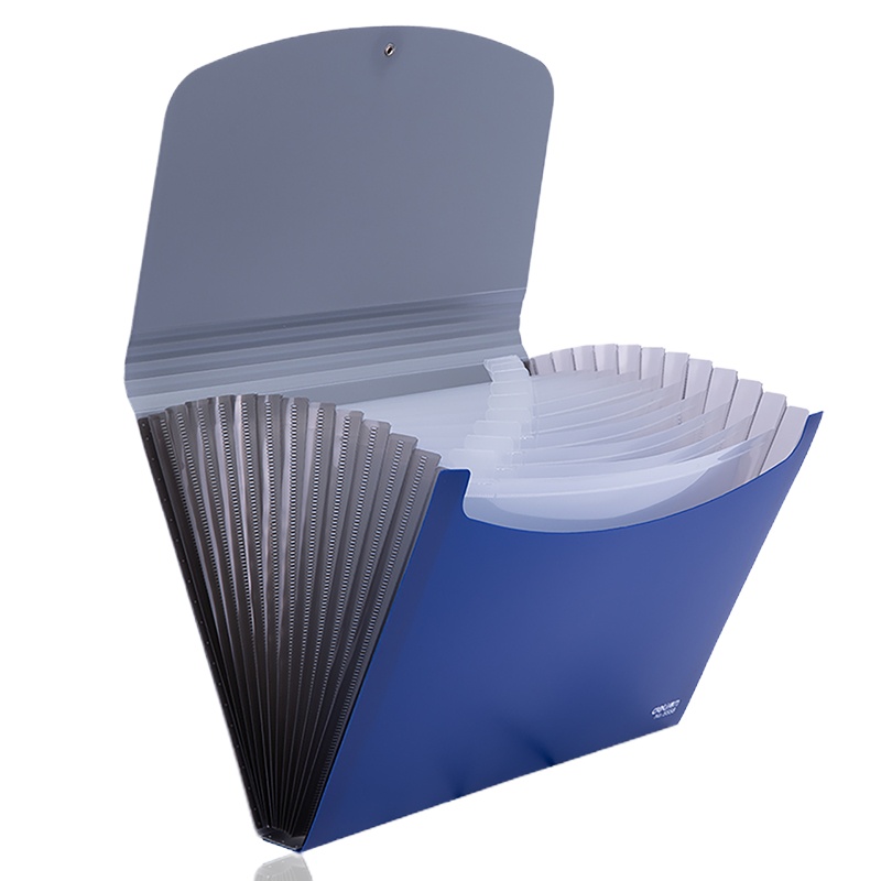 得力A4/13格飞盘扣式双色风琴包 学生试卷包资料册文件包 蓝5558