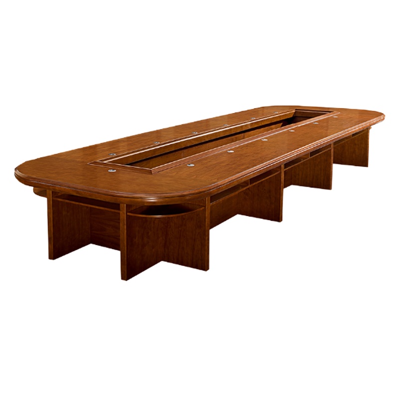 麦格尚 实木培训桌 员工会议桌 洽谈桌 接待桌 会议台S902C60H 新胡桃色 6000*2200*780