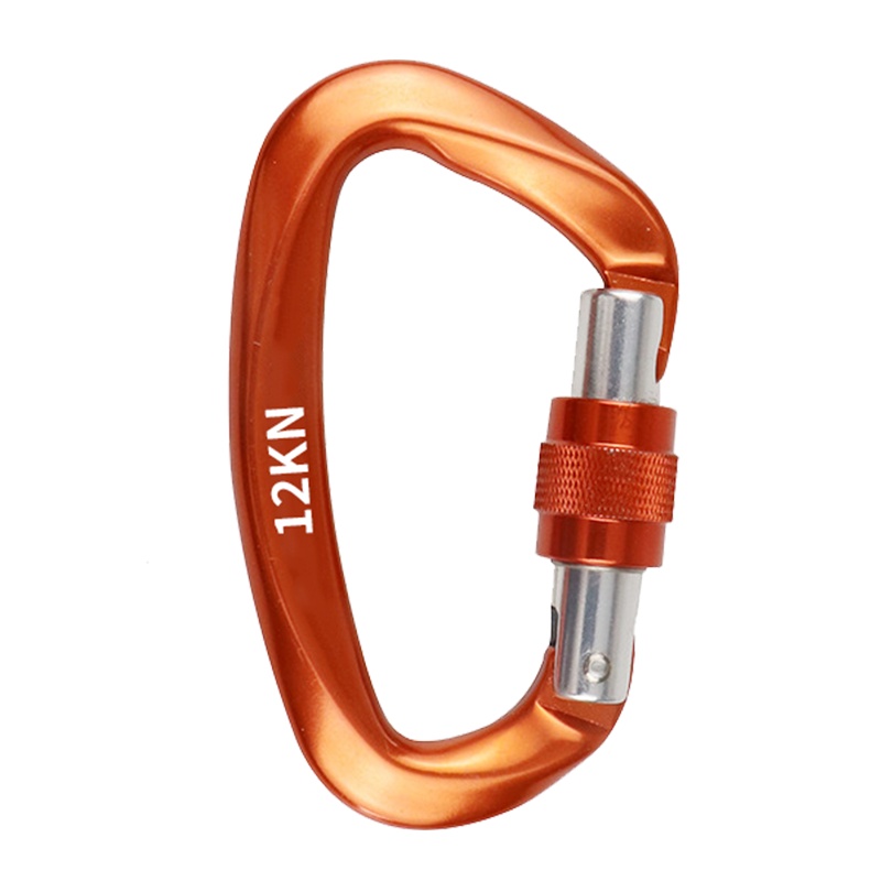 高空作业速降环攀岩承重主锁户外登山扣攀登速降装备消防安全扣D锁扣环钩12KN-橙色