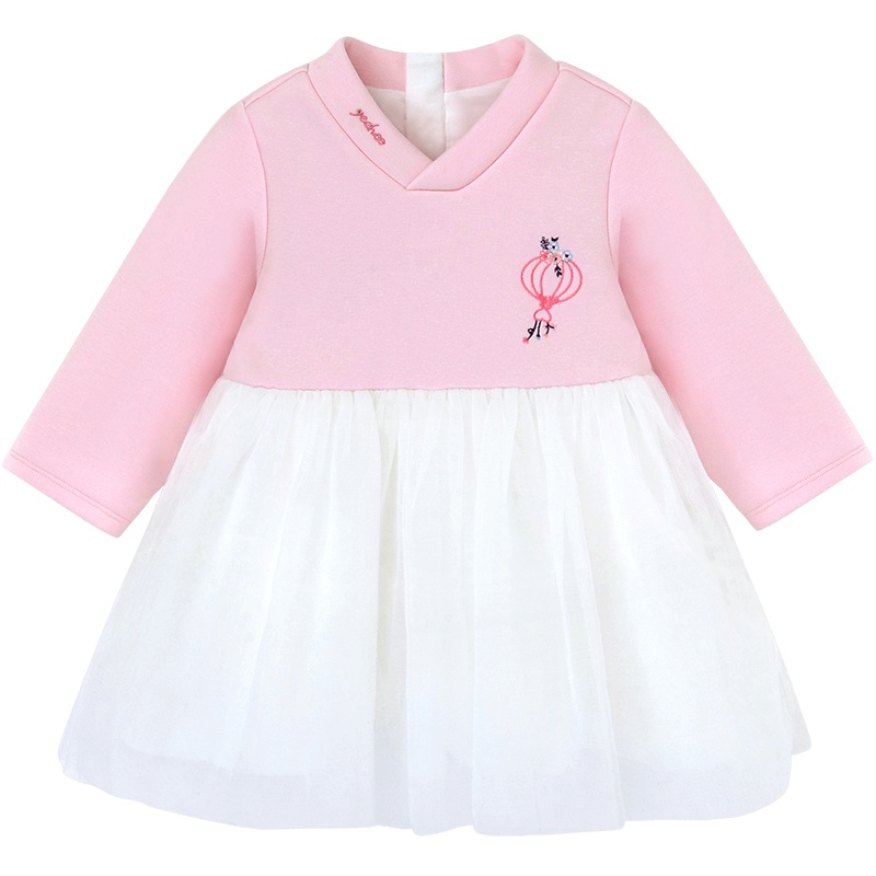 英氏儿童裙子女童长袖汉服连衣裙国风国潮公主裙YRLAJ30481A01 2020秋装