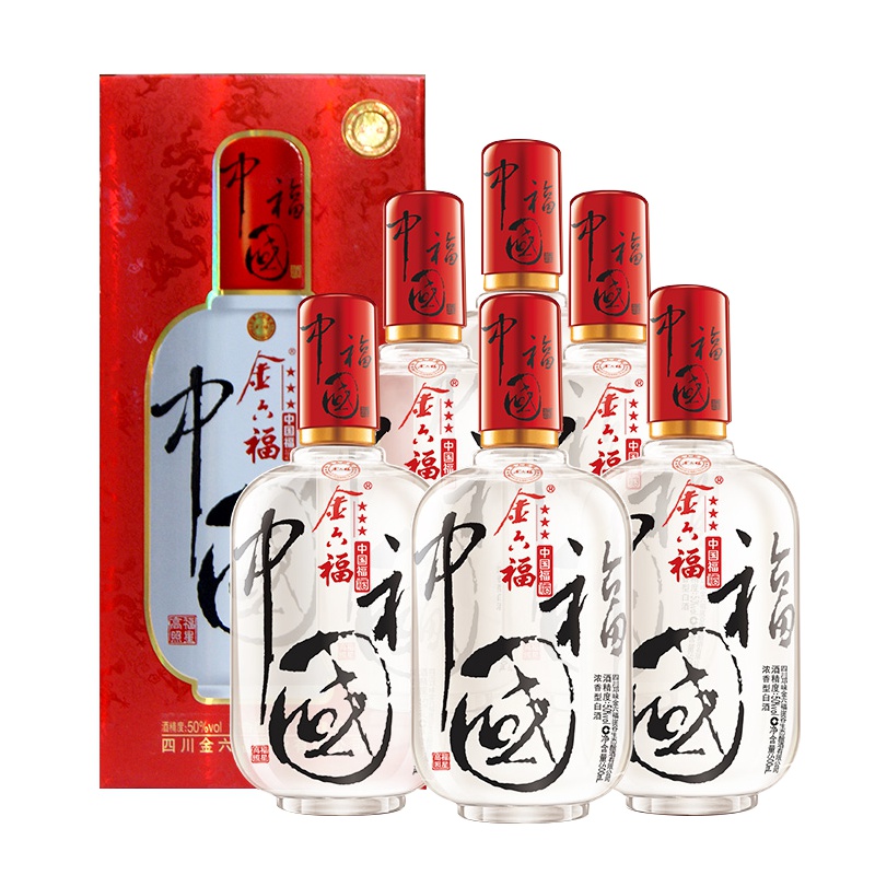金六福 福三星 50度 500ml*6 箱装 浓香型白酒
