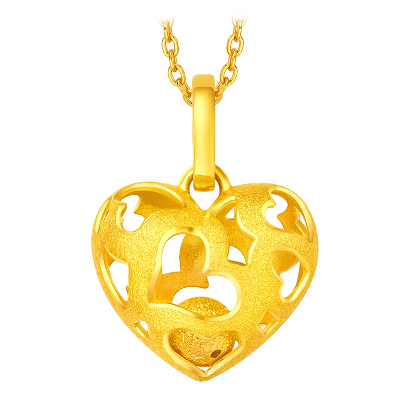 周大福游乐场系列镂空心形足金黄金坠计价(工费98元)F202521