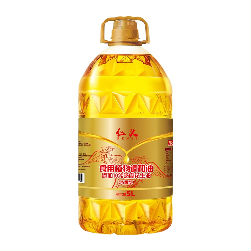 仁义 花生浓香型食用植物调和油5L 添加10%花生芝麻油 桶装食用油
