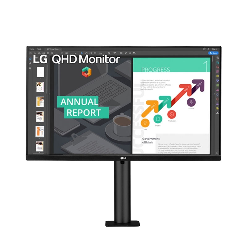 LG 27QN880 27英寸 2K HDR IPS屏 Type-C 可60W反向充电接口 Ergo人体工学环绕 旋转支架 电脑显示器