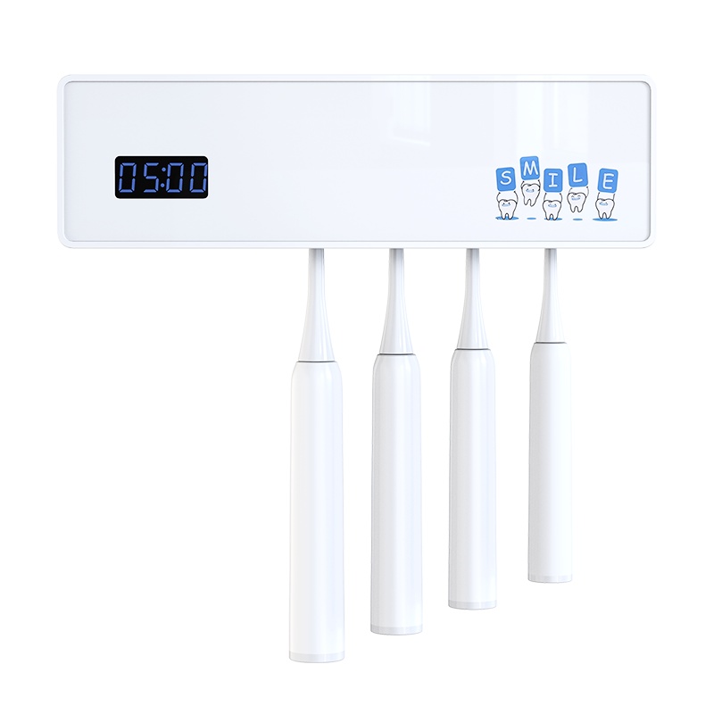 电动智能紫外线牙刷消毒器置物架杀菌烘干双人免打孔壁挂式收纳盒