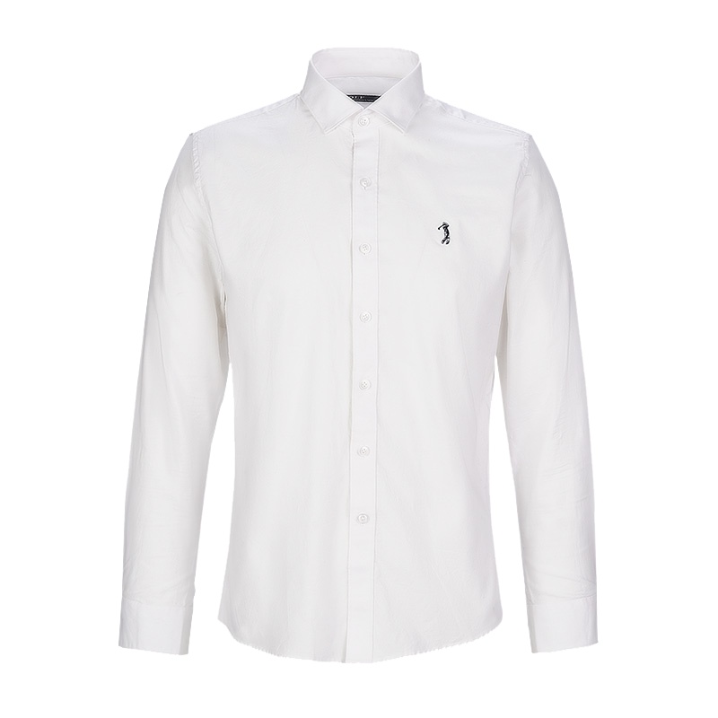 GOLF/高尔夫春季新款男纯色翻领衬衫男长袖休闲修身衬衣