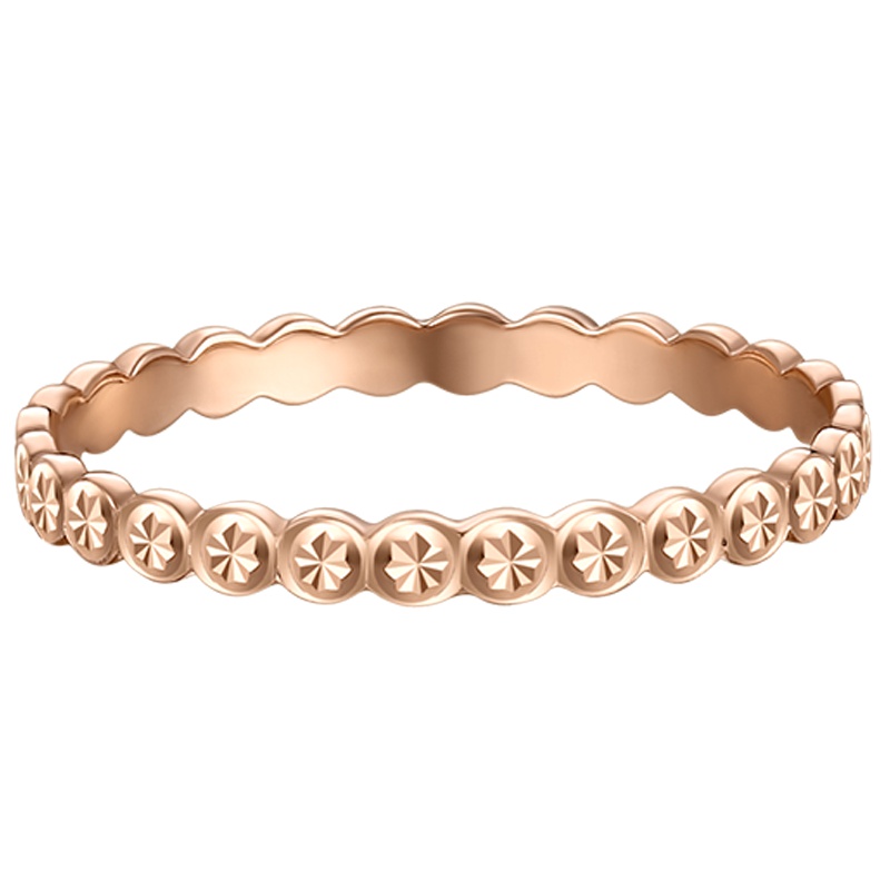 金一18K金新款玫瑰金素圈梦幻女士戒指送女友 (定价)CEA001