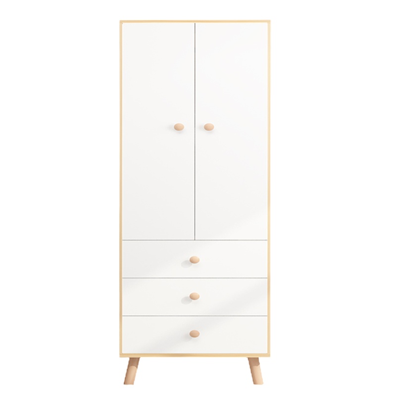 鑫金虎 简约现代木质衣柜出租公寓实木板式衣柜储物柜对开门式两门衣橱