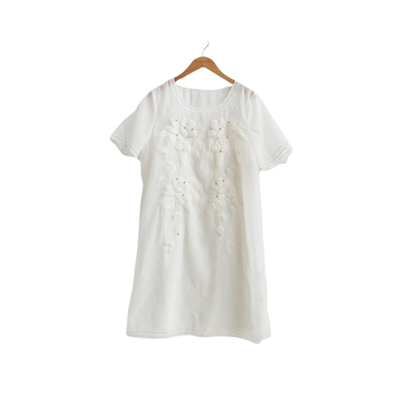 【福利款】拉夏贝尔UlifeStyle夏季新款连衣裙韩版纯色欧根纱扎花两件套短裙82116329