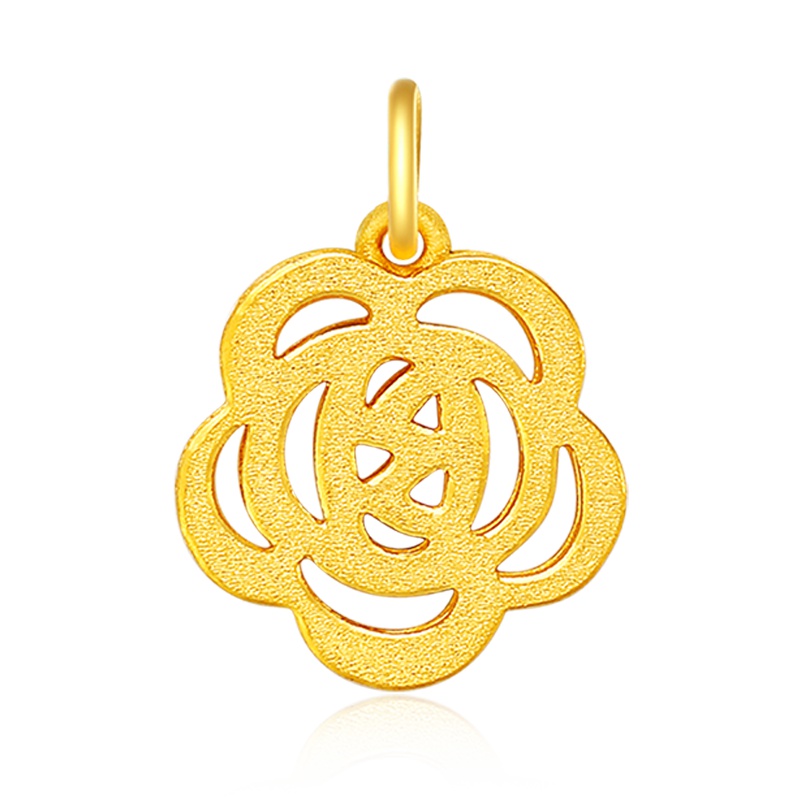 金一 足金镂空精品玫瑰花女士 黄金吊坠时尚百搭吊坠项坠(计价) ABB011