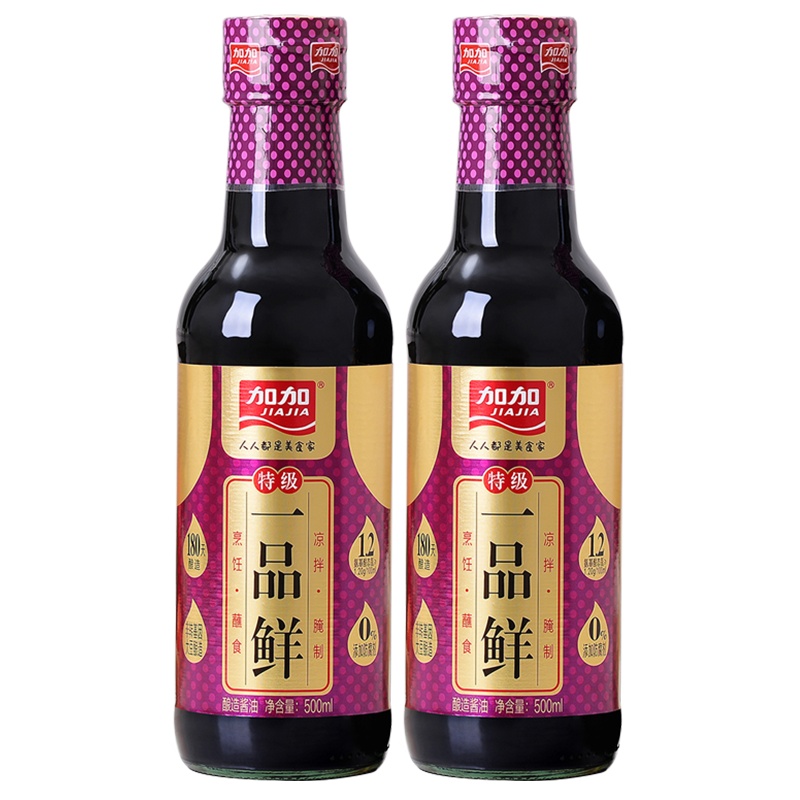 加加 特级一品鲜酿造酱油500ml 特级生抽 炒菜凉拌点蘸调味汁