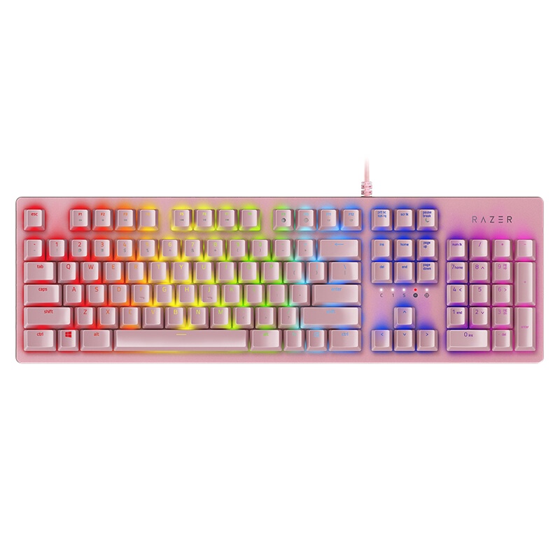 雷蛇（Razer）猎魂光蛛粉晶 机械键盘 有线键盘 游戏键盘 女性 104键 RGB 电竞键盘