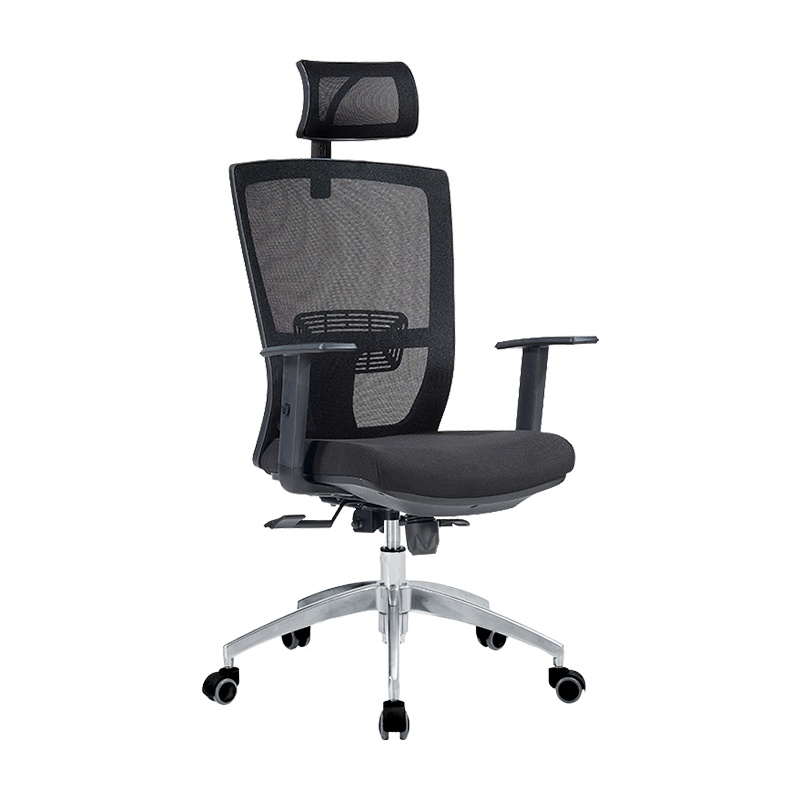 【理政】办公椅 电脑椅 转椅 可躺老板椅 网布大班椅 可升降带头枕带扶手椅 黑色