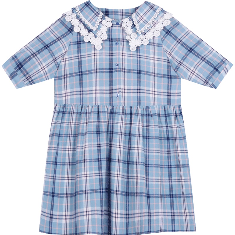 很仙的裙子小个子超仙森系智熏裙小清新学生法式格子连衣裙夏