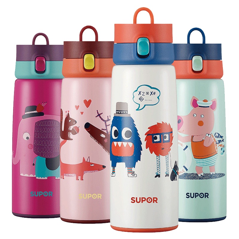 苏泊尔(SUPOR)儿童保温杯青少年杯男女学生卡通可爱童趣304不锈钢热水杯保温可爱宝宝便携水壶休闲长效保温居家外出旅行