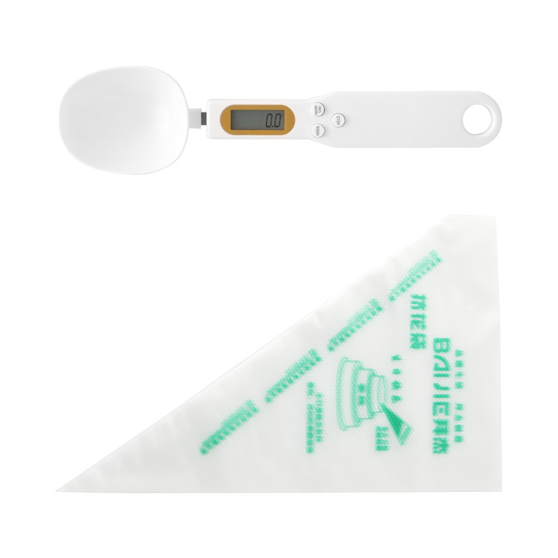 拜杰电子量勺秤家用烘焙秤厨房电子称1g 食物秤奶粉勺称 量勺+裱花袋套装LY-324