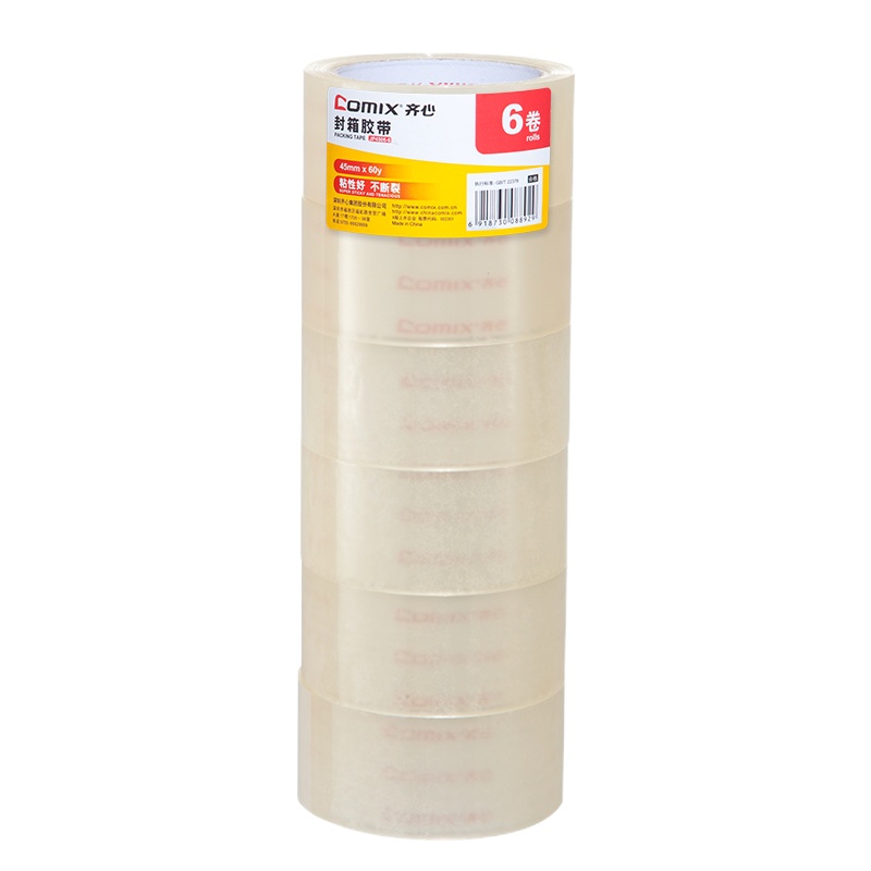 齐心(COMIX) JP4506-6 透明封箱胶带 45mm*60y(54.8米)6卷/筒 单筒价格